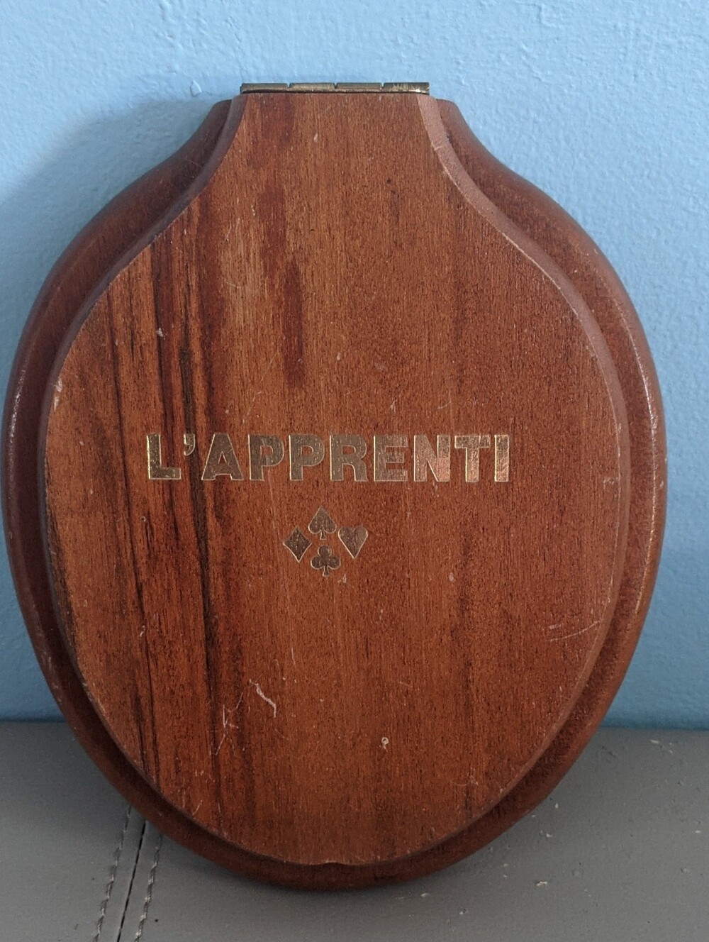 Vintage Wooden Toilet Seat L'Apprenti Cribbage Board With Pegs